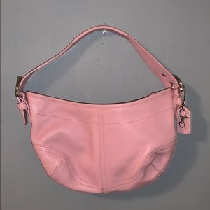 COACH Saddle Small Handbag Pink Leather Hobo Bag